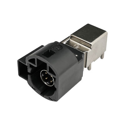 Code A Plug 90 Degree FAKRA RF Connector , 4+2Pin PCB Mount Coaxial Connector